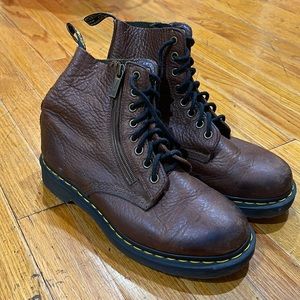Dr. Martens 1460 Pascal W/Zip Brown Leather Boots Size 8 Women’s